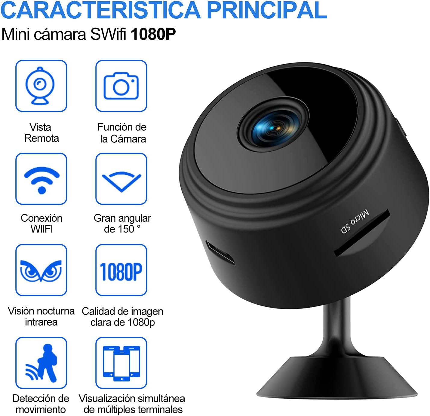 Foto 4 pulgar | Mini Cámara de Seguridad Kimhi Inalámbrica con Visión Nocturna Hd 1080p