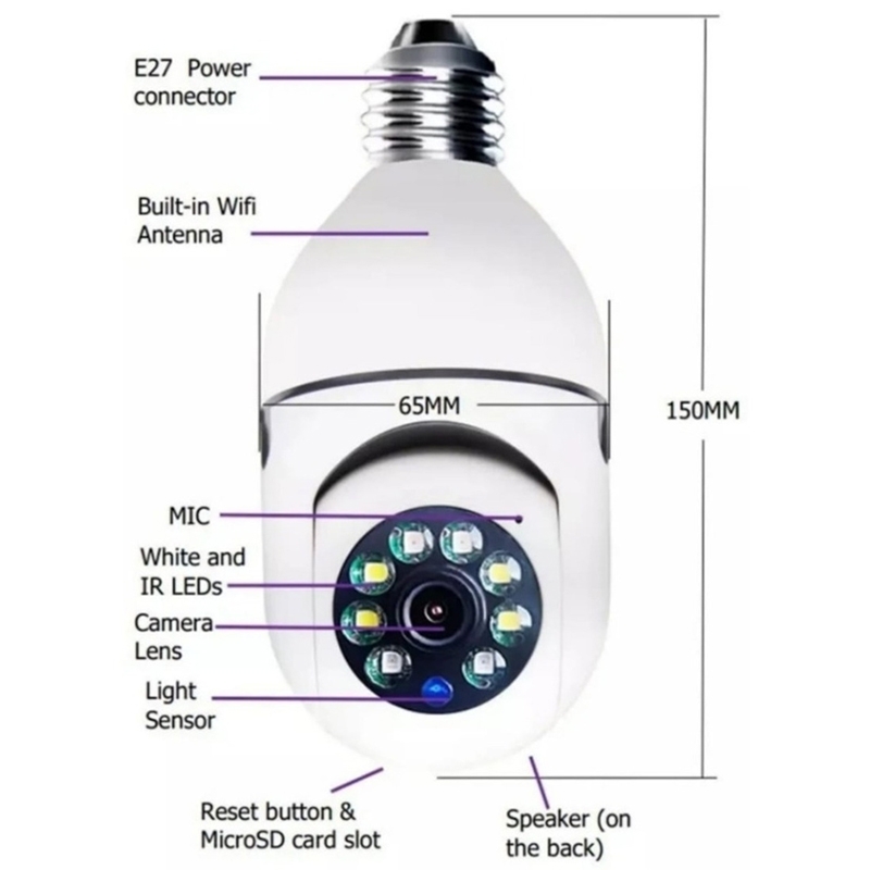 Foto 3 pulgar | Cámara Ip Yoosee 360° E27 1080p Motorizada Con Detección De Movimiento - Venta Internacional.