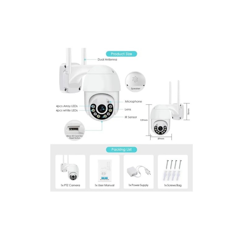 Foto 3 pulgar | Cámara De Seguridad Hisee Smart Ip Wifi Outdoor Ip66 Con Alarma - Venta Internacional.