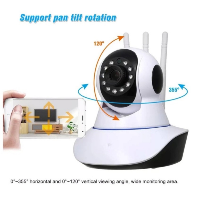 Foto 2 | Cámara De Seguridad Ip Wifi Con 3 Antenas, Visión Nocturna Y Ranura Sd - Venta Internacional.