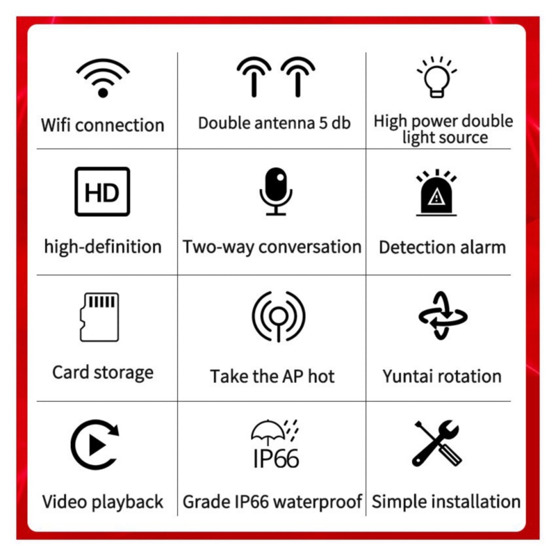 Foto 5 | Cámara De Seguridad Exterior Wifi 1080p Hd Con Visión Nocturna - Venta Internacional.