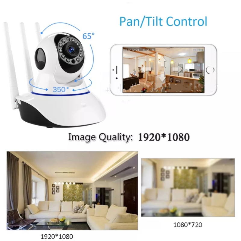 Foto 4 pulgar | Cámara De Seguridad Ip Wifi, 3 Antenas Con Visión Nocturna Y Ranura Sd - Venta Internacional.