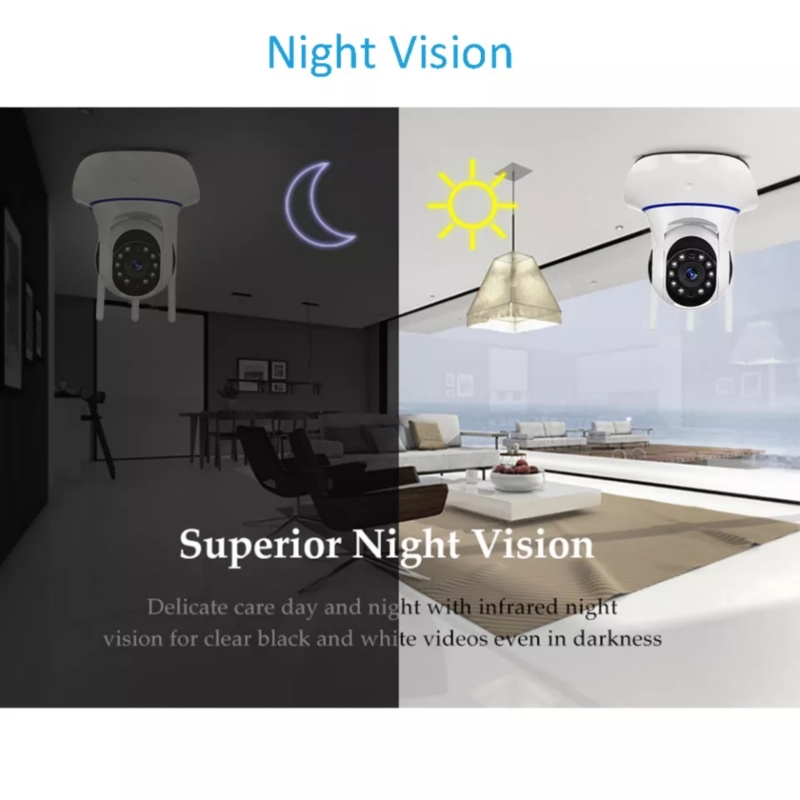 Foto 6 pulgar | Cámara De Seguridad Ip Wifi, 3 Antenas Con Visión Nocturna Y Ranura Sd - Venta Internacional.