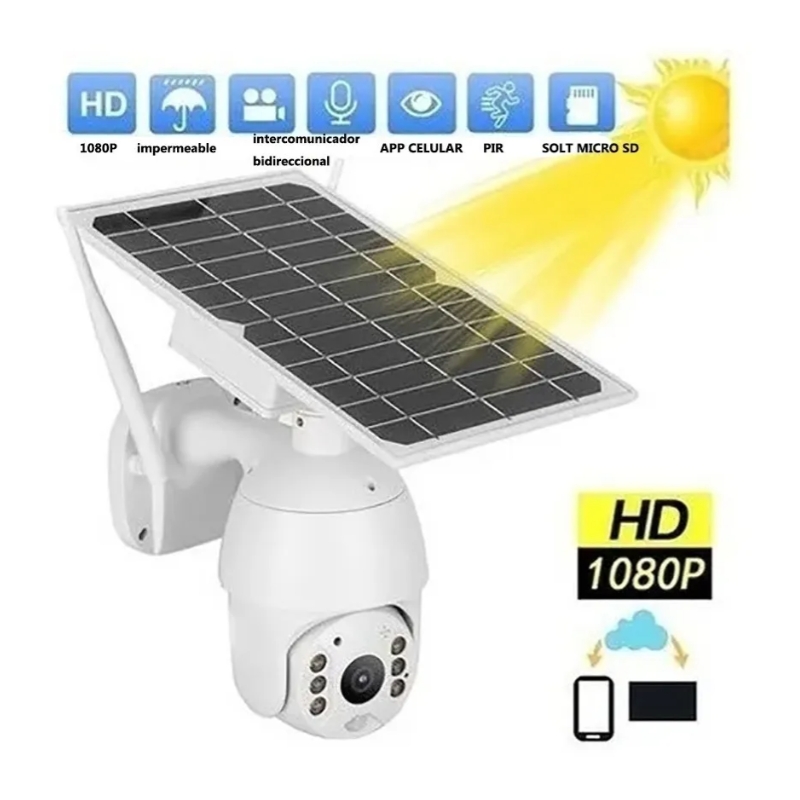 Foto 2 pulgar | Cámara De Seguridad Solar Ptz Fhd Wifi Con Altavoz - Venta Internacional.
