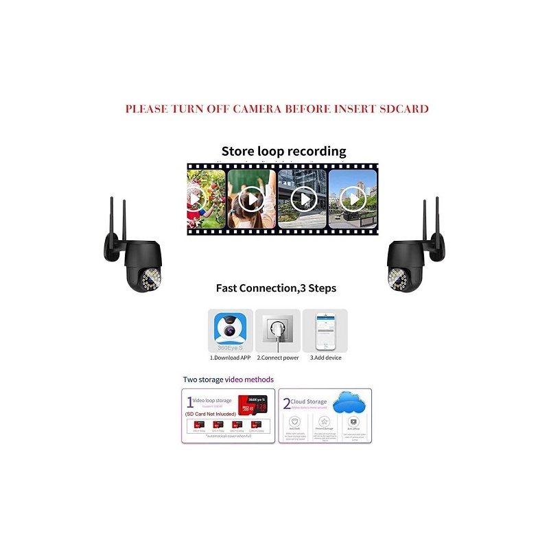 Foto 4 pulgar | Cámara De Seguridad Inalámbrica Con Sensor De Movimiento Infrarrojo Con Rotación De 360° - Venta Internacional.