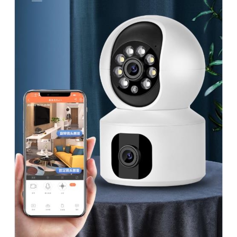 Foto 4 pulgar | Cámara De Seguridad Wifi De Doble Lente 1080p Para Bebé Con Micrófono - Venta Internacional.