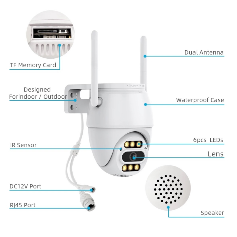 Foto 3 pulgar | Cámara Inteligente Ip Wifi Alarma Exterior Anti Agua Ip66/221059 - Venta Internacional.