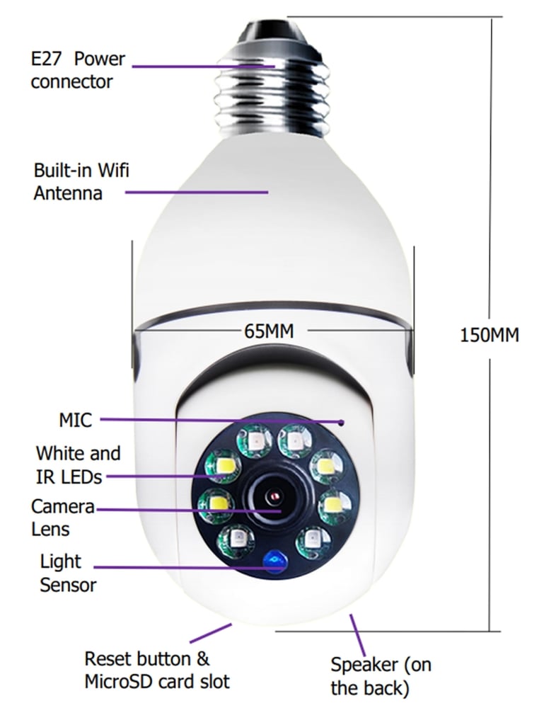 Foto 5 pulgar | Cámara De Seguridad Bulb 360 Wifi Panoramic 2mp 1080p - Venta Internacional.