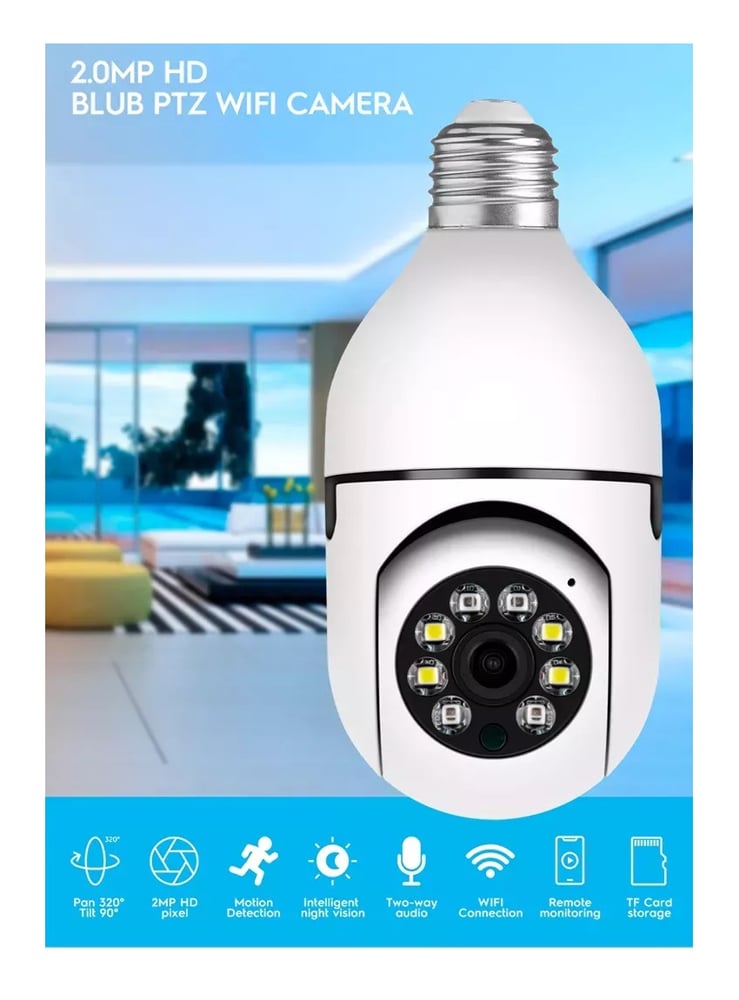 Foto 2 | Bombilla para Cámara de Seguridad Panorámica de 360° Full HD Wifi - Venta Internacional