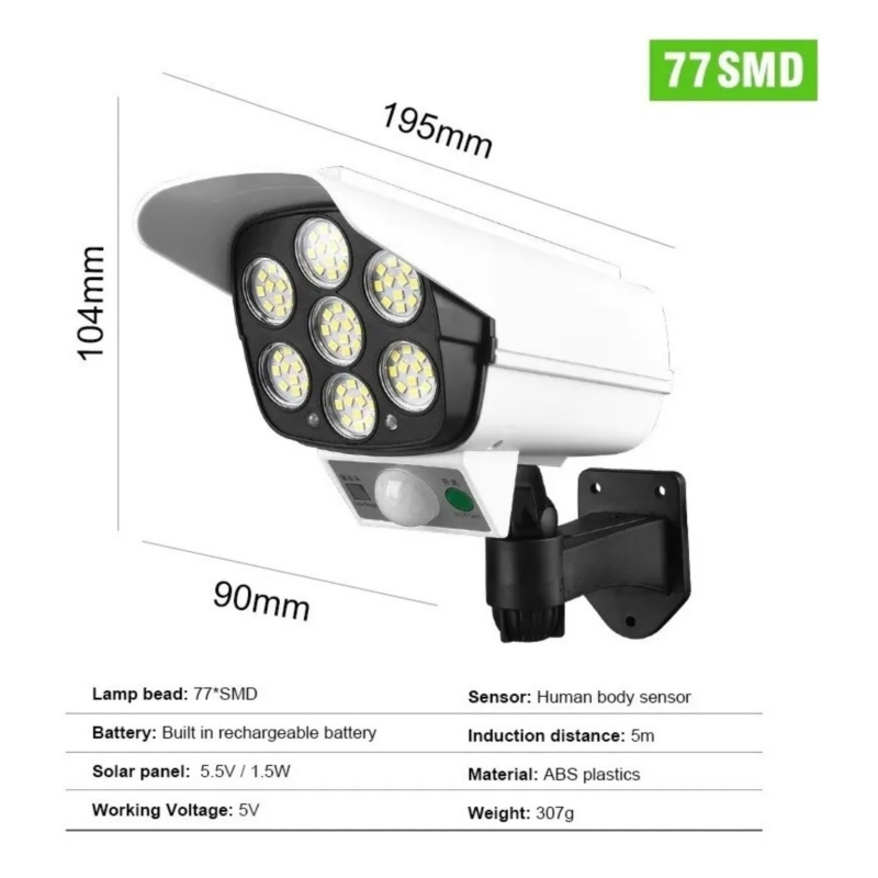 Foto 7 pulgar | Luz Led Solar para Exteriores con Sensor de Movimiento y Cámara de 150 w - Venta Internacional