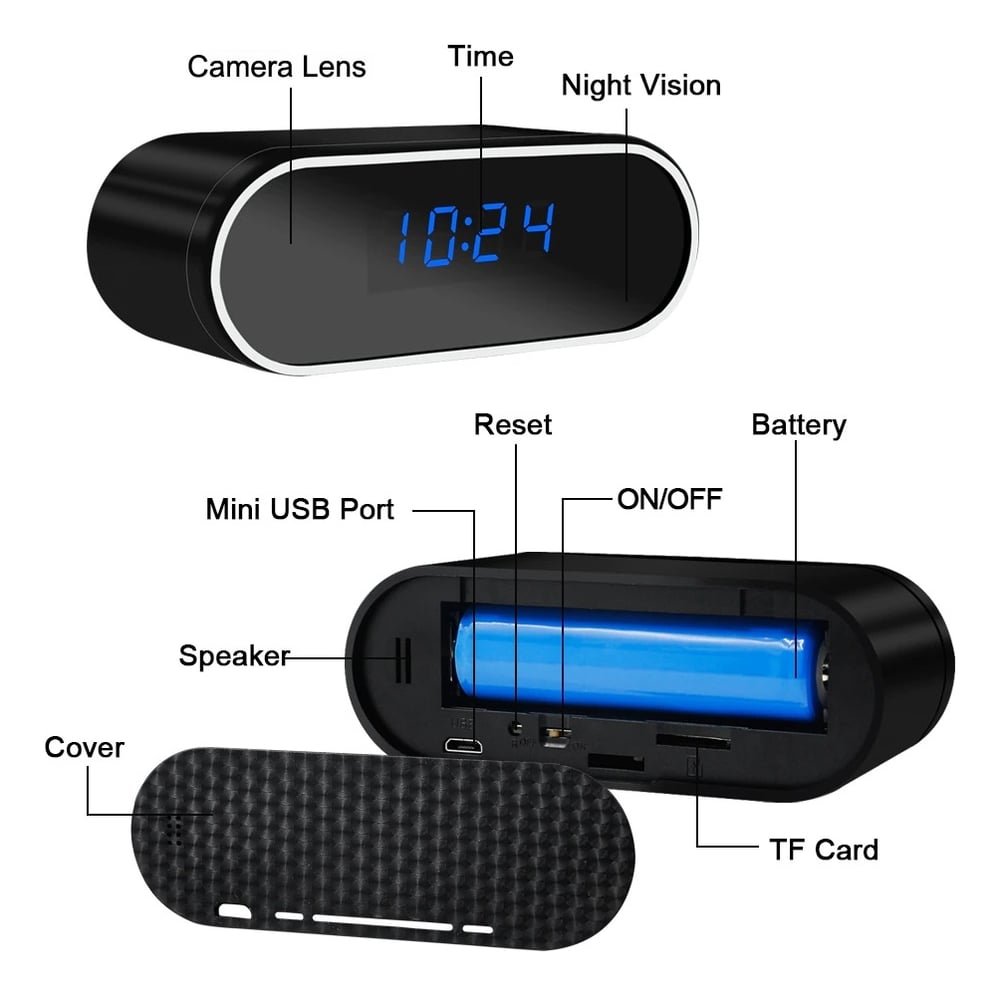 Foto 8 pulgar | Reloj de Mesa con Cámara Espía Wifi Mini Ip P2p DVR 1080p - Venta Internacional