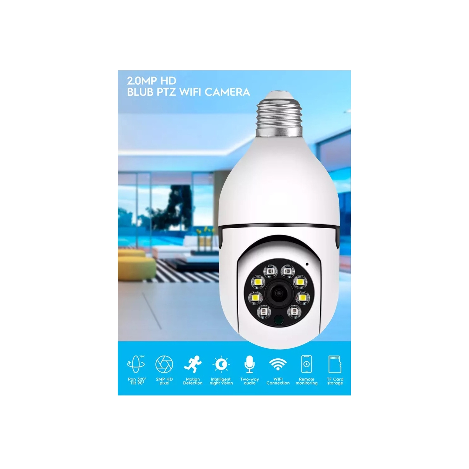 Foto 4 pulgar | Bombilla para Cámara De Seguridad Panorámica de 360° Full Hd con Wifi - Venta Internacional