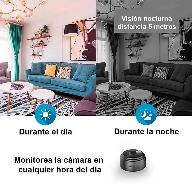 Foto 5 | Minicámara Espía HD Wifi A9 con Visión Nocturna de 16 GB - Venta Internacional