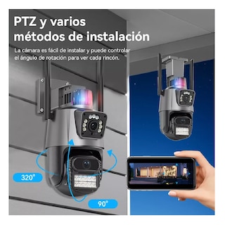 Foto 3 | Cámara De Seguridad Doble Lente 8mp Con Tarjeta Sd 128gb Gris