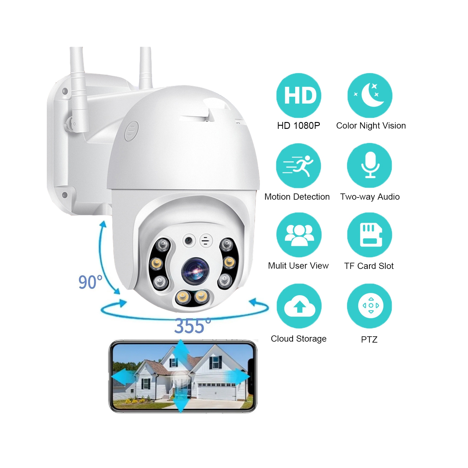 Foto 2 pulgar | Cámara de Seguridad Exterior Calarma 1080p Wifi con Control de Aplicaciones - Venta Internacional