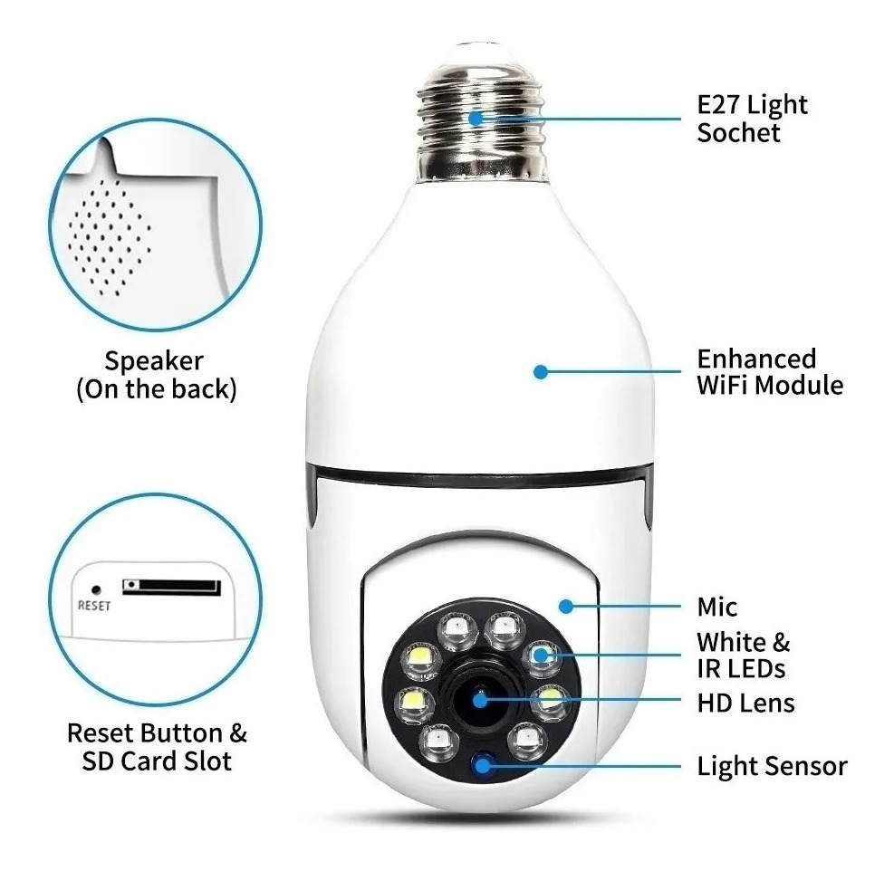 Foto 5 pulgar | Cámara de Seguridad Blanca con Wifi-Venta Internacional