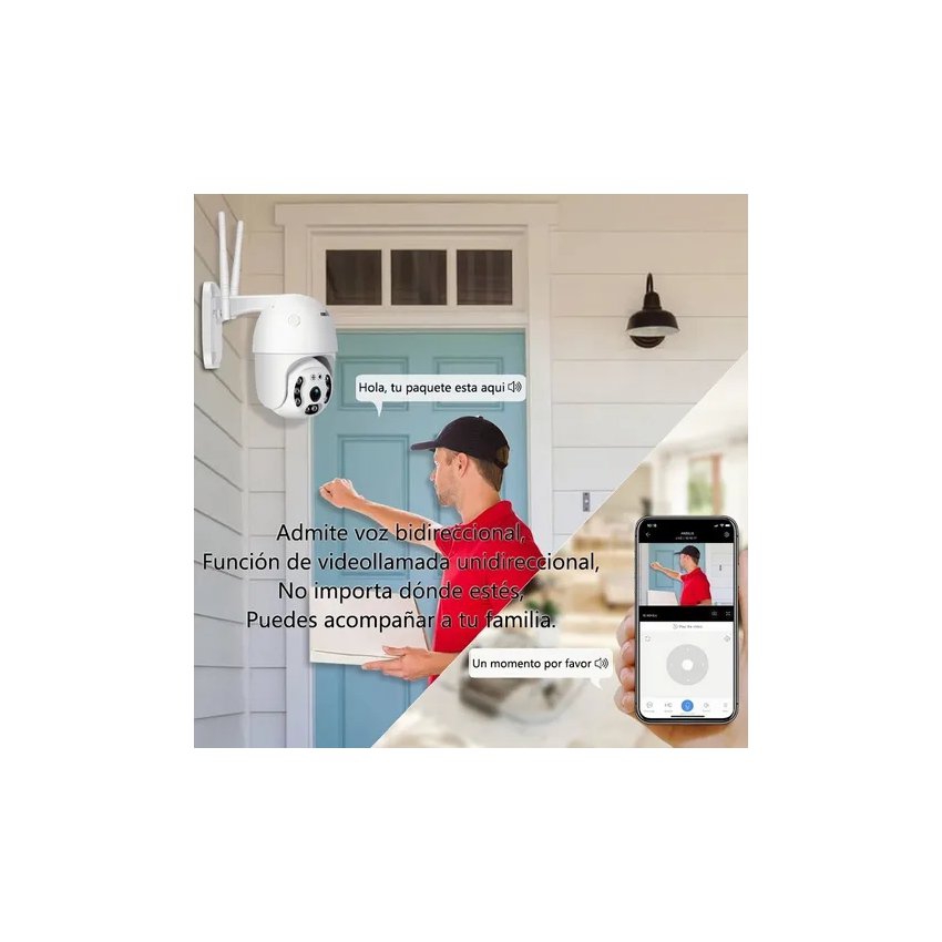 Foto 6 | Cámara de Seguridad con Wifi Exterior 1080p Alarma Ip66 A Prueba De Agua - Venta Internacional