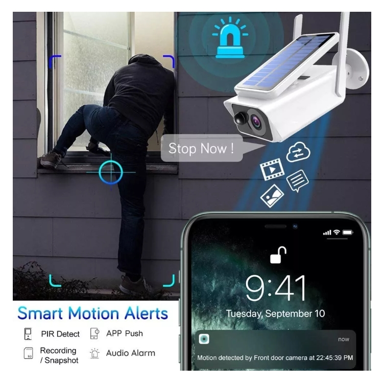 Foto 4 pulgar | Cámara de Seguridad Ip Wifi 1080p Hd con Energía Solar para Exteriores - Venta Internacional