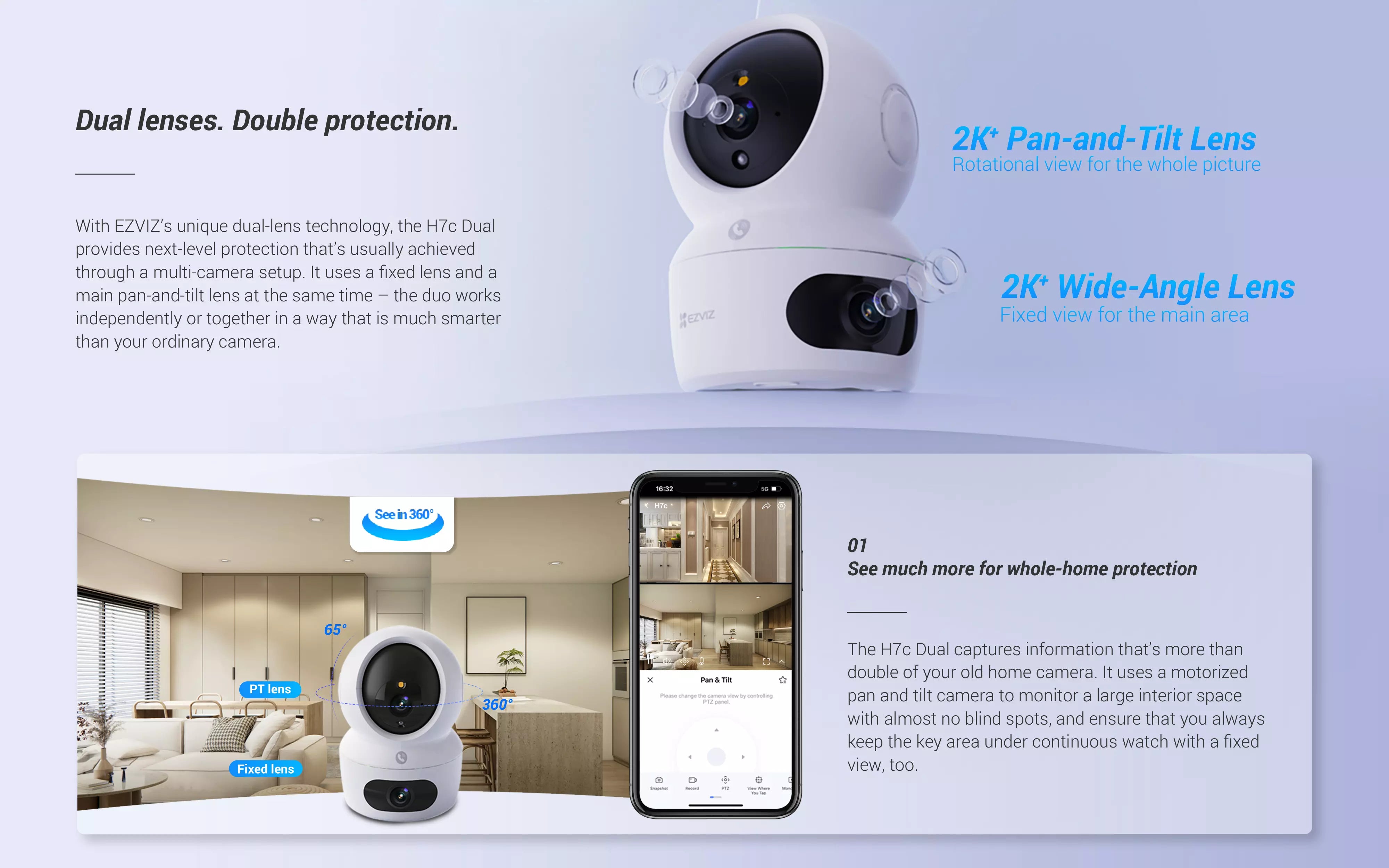 Foto 5 | Cámara Ezviz H7c de Doble Lente Panorámica e Inclinación Wi-fi Resolución 2k+ - Venta Internacional