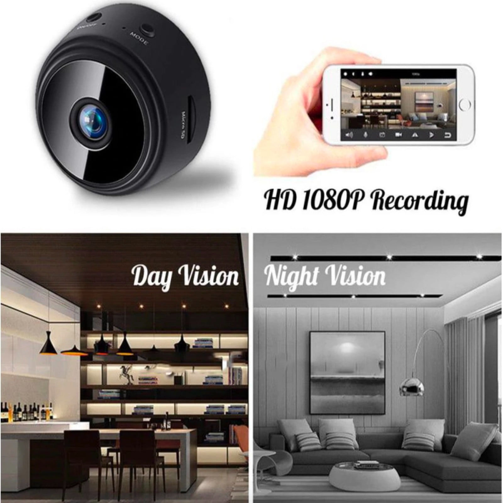 Foto 4 | Mini Cámara A9 Wifi 1080p Hd con Visión Nocturna y Detección de Movimiento - Venta Internacional