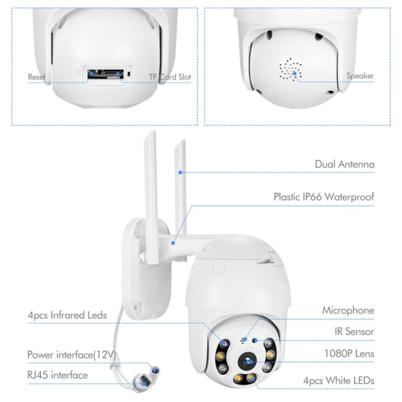 Foto 7 pulgar | Cámara de Seguridad Ptz Wifi Ip Compatible Con Apple-android - Venta Internacional