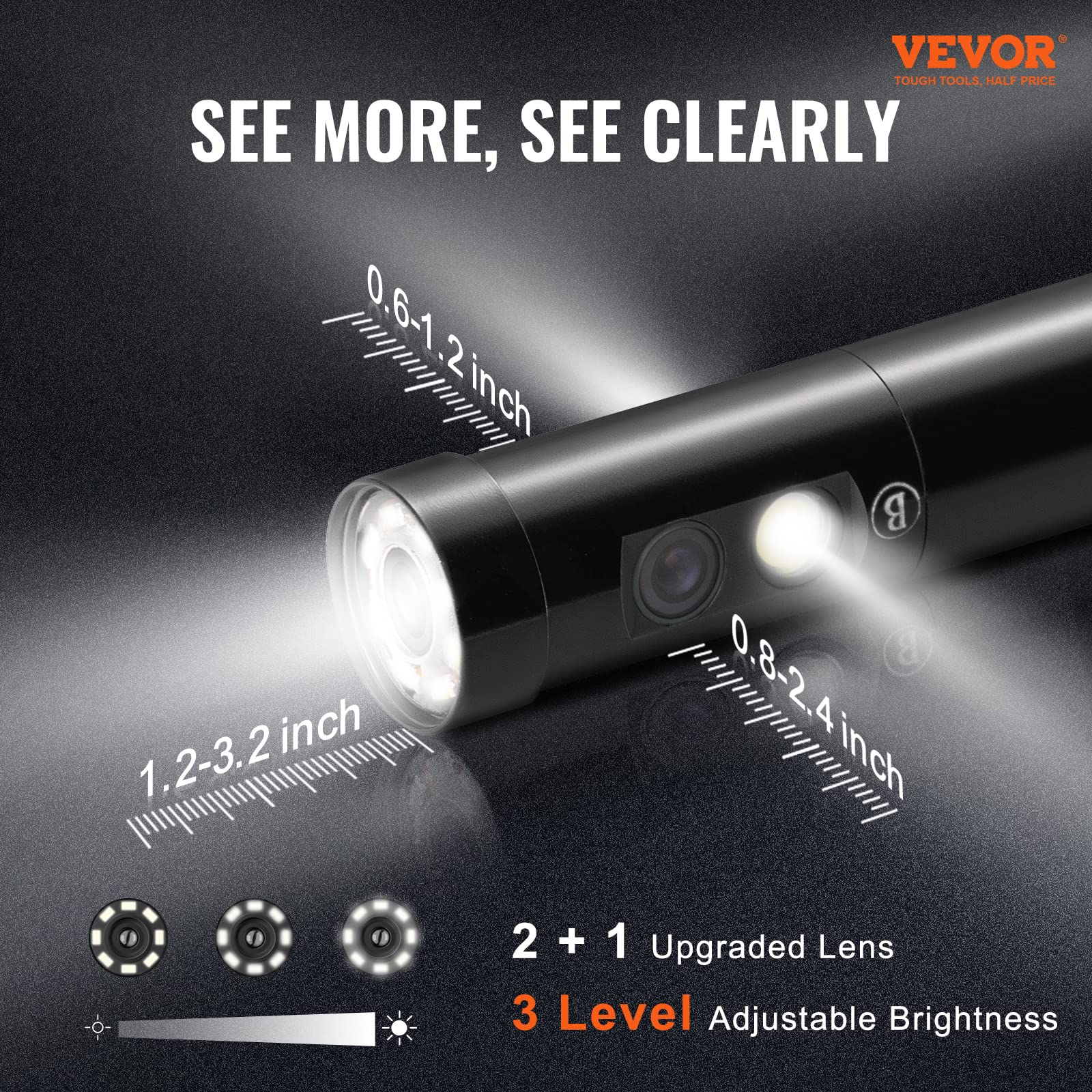 Foto 2 | Cámara De Inspección Vevor Triple Lens 1080p Hd Con Pantalla Ips De 5 Pulgadas - Venta Internacional.