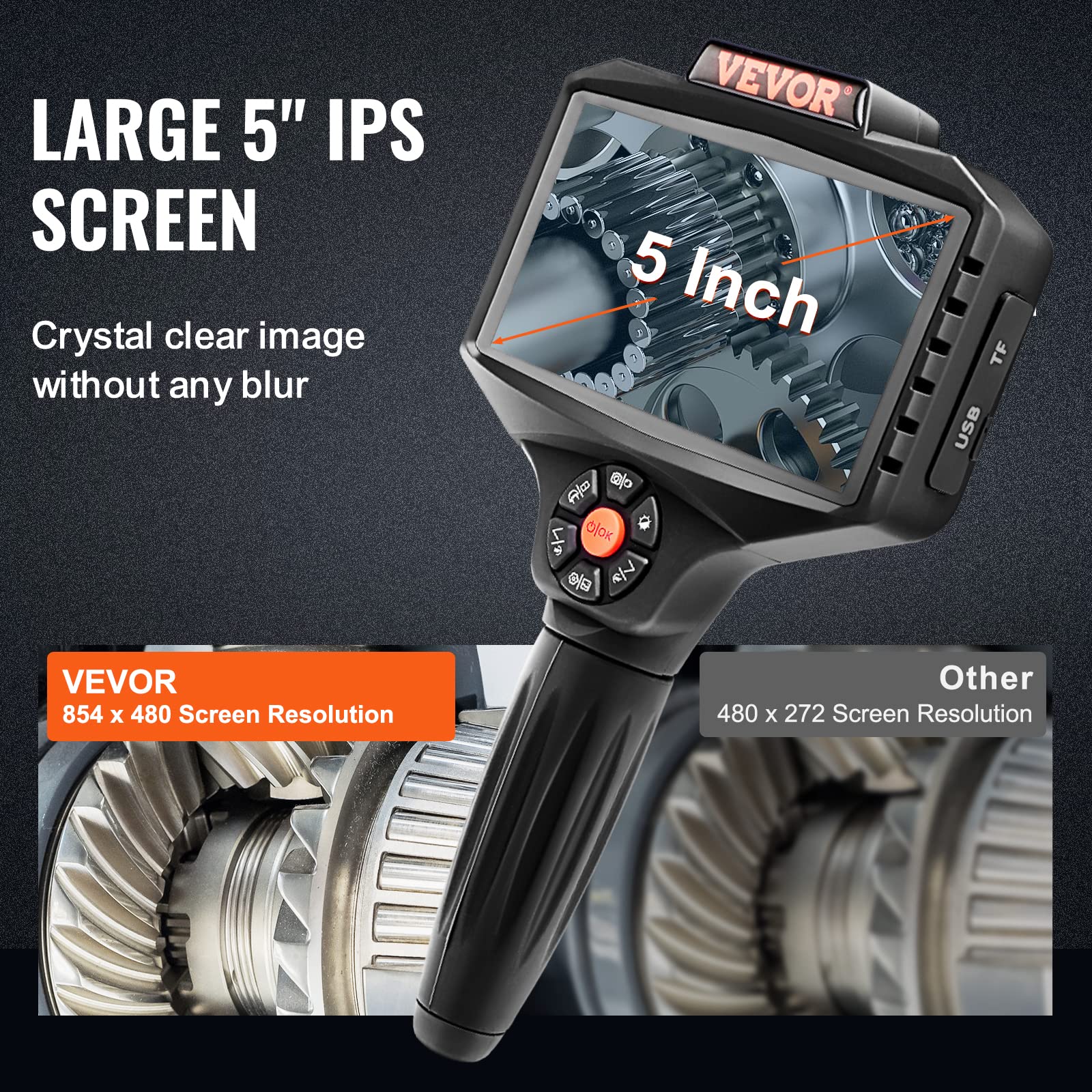 Foto 4 pulgar | Cámara De Inspección Vevor Triple Lens 1080p Hd Con Pantalla Ips De 5 Pulgadas - Venta Internacional.