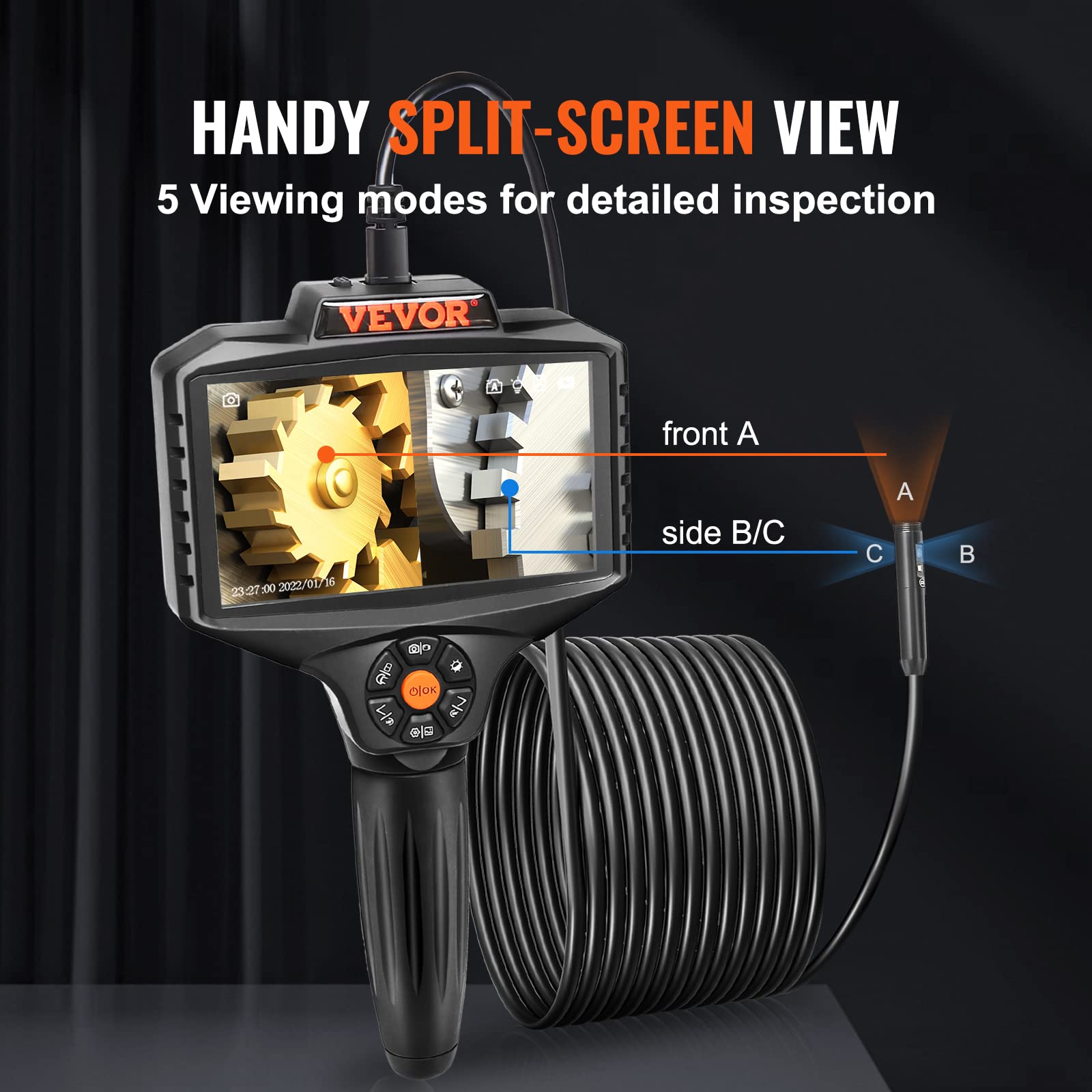 Foto 5 pulgar | Cámara De Inspección Vevor Triple Lens 1080p Hd Con Pantalla Ips De 5 Pulgadas - Venta Internacional.
