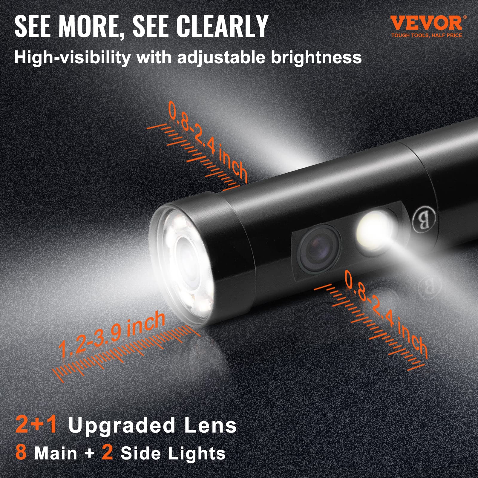 Foto 2 | Cámara Endoscópica Con Boroscopio Vevor, Triple Lente 1080p, 16.5 Pies - Venta Internacional.
