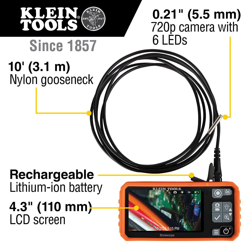 Foto 3 pulgar | Boroscopio Utilitario Klein Tools ET17 con Serpiente de 10 Pies LED LCD 4.3" - Venta Internacional