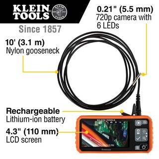 Foto 2 | Boroscopio Utilitario Klein Tools ET17 con Serpiente de 10 Pies LED LCD 4.3" - Venta Internacional