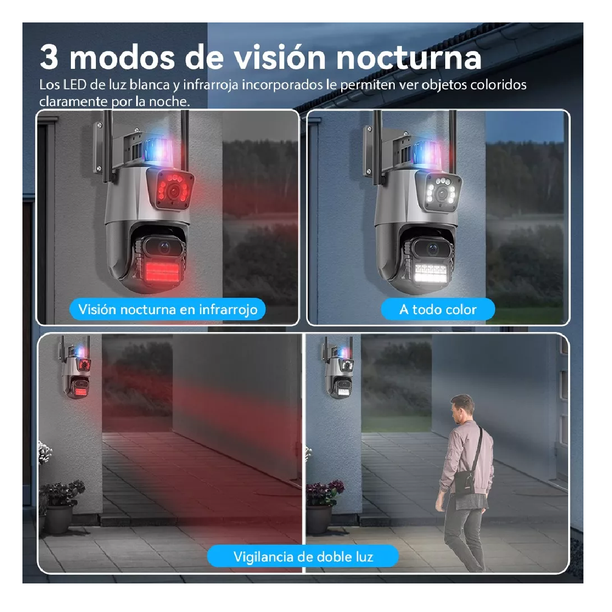 Foto 4 | Cámara de Seguridad Doble Lente 8MP con Tarjeta SD 128 GB