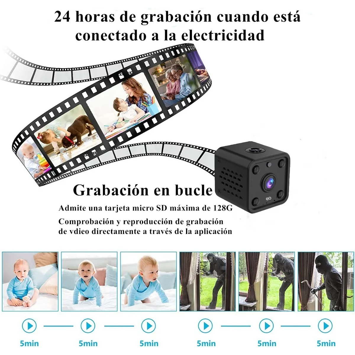 Foto 3 | Mini Cámara Espía Wifi Hd 1080p Con Visión Nocturna Eo Safe Imports Esi-3425-1 Negro