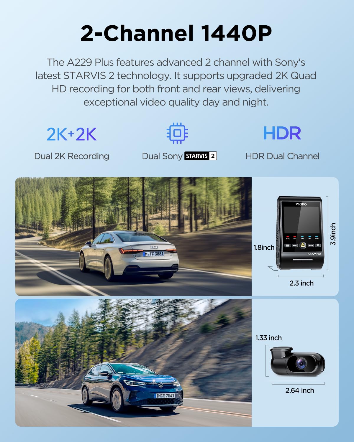 Foto 3 pulgar | Dash Cam Viofo A229 Plus Con Doble Sensor Starvis, 2 Sensores 1440p+1440p - Venta Internacional.