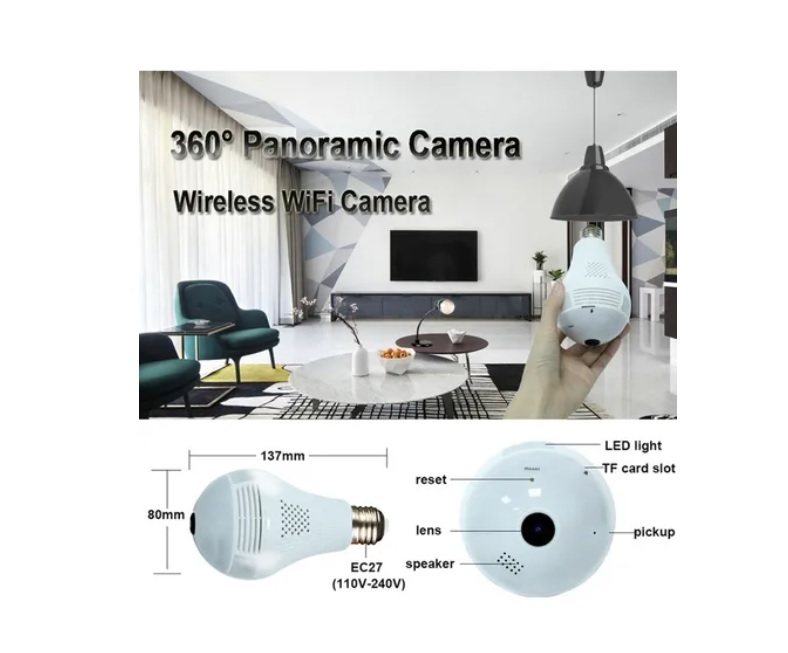 Foto 7 pulgar | Foco Led Inteligente Con Cámara Panorámica Espia
