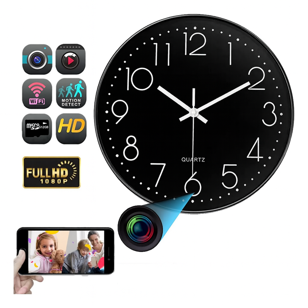 Foto 1 | Reloj De Pared Con Cámara Espía Full Hd 1080p Wifi  Grabación Remota  Compatible Con Microsd 512gb Y Control Desde App