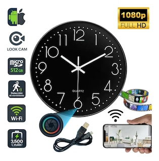 Foto 3 | Reloj De Pared Con Cámara Espía Full Hd 1080p Wifi Grabación Remota Compatible Con Microsd 512gb Y Control Desde App