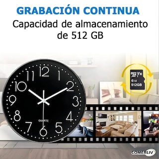 Foto 6 | Reloj De Pared Con Cámara Espía Full Hd 1080p Wifi Grabación Remota Compatible Con Microsd 512gb Y Control Desde App