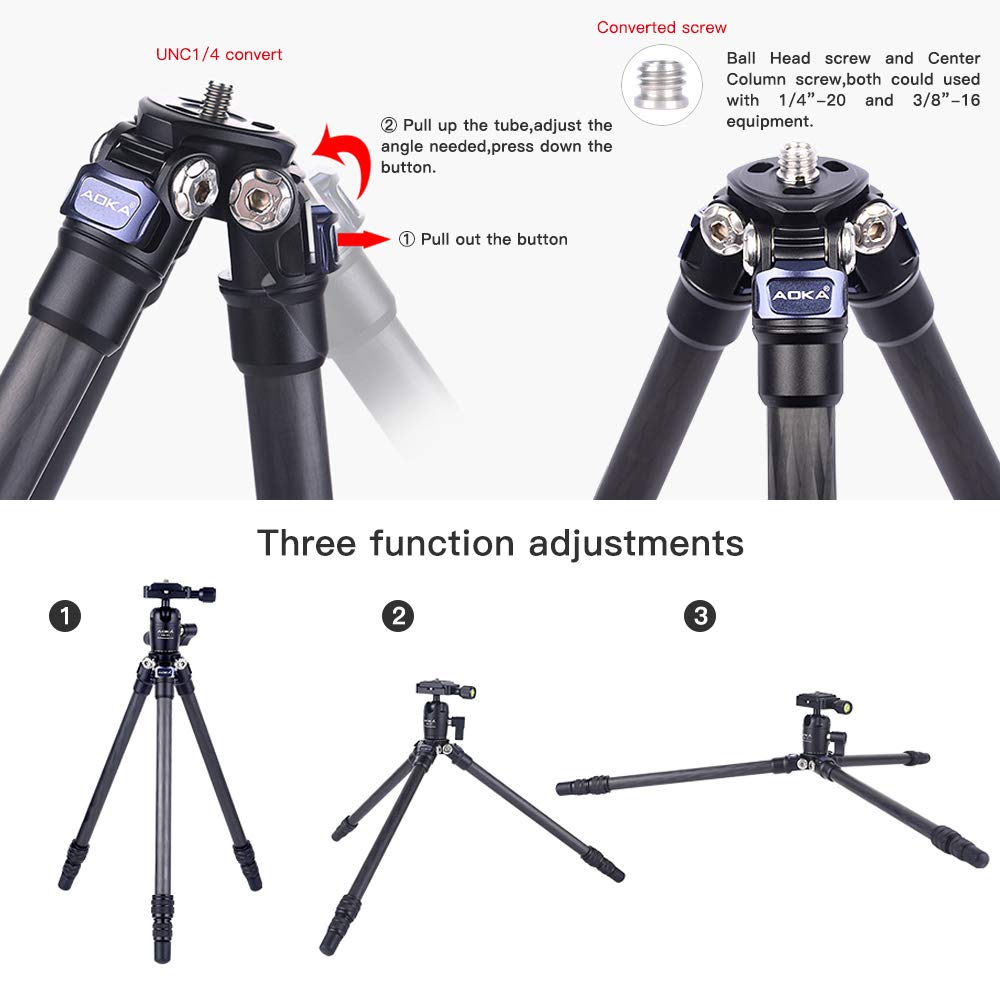 Foto 5 pulgar | Trípode Aoka Ligero Y Compacto De Fibra De Carbono De 71 Cm Con Rótula - Venta Internacional.