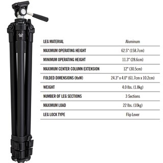 Foto 3 | Trípode Vortex Optics High Country Ii De Aluminio De 10 Kg De Carga Máxima - Venta Internacional.