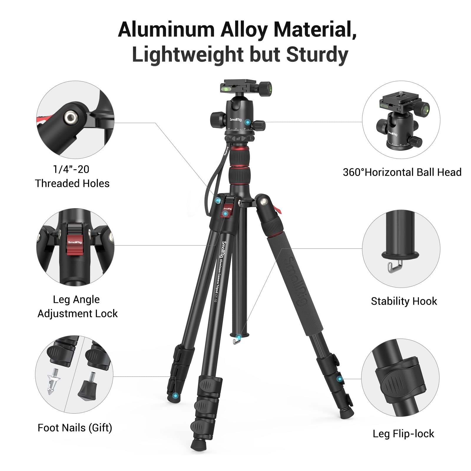 Foto 4 | Trípode Smallrig Ct-10 Para Cámara, Plegable, Aluminio, 71 Cm - Venta Internacional.