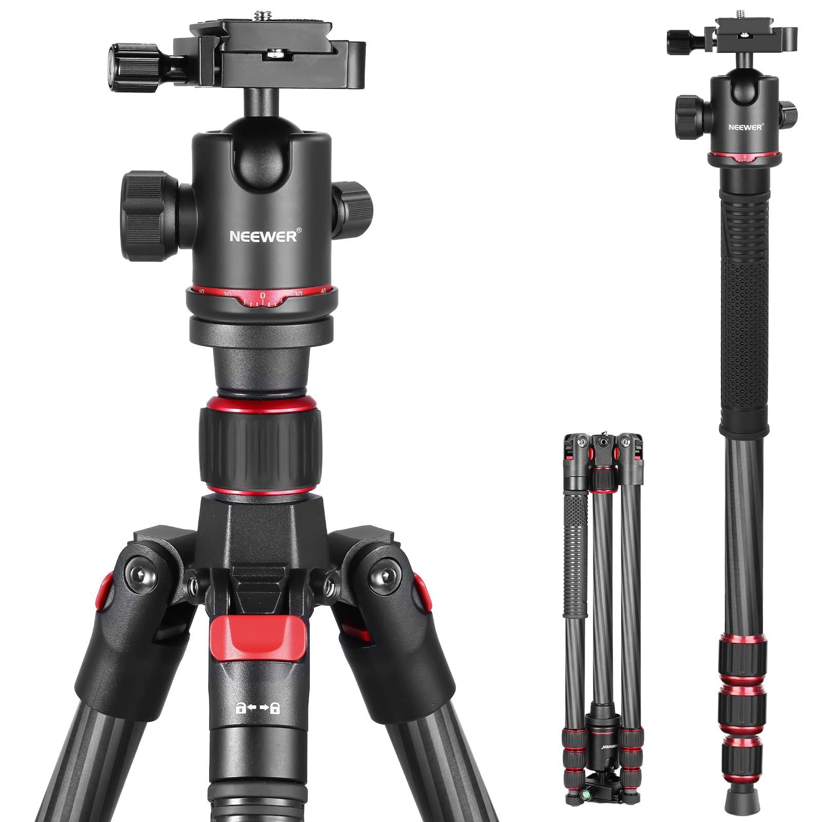 Trípode Neewer N55c De Fibra De Carbono 66/168 Cm Con Cabeza Esférica De 12 Kg - Venta Internacional.