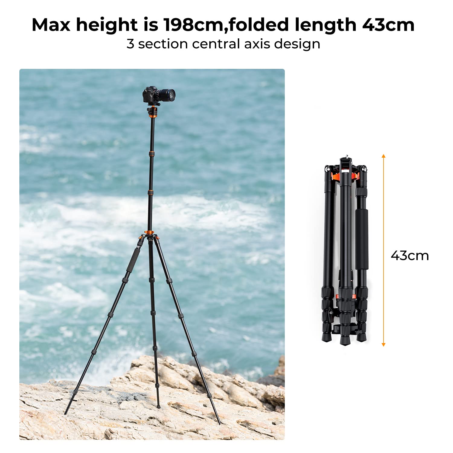 Foto 4 pulgar | Trípode para Cámara K&F Concept de 198 cm con Capacidad de Carga de 12 kg - Venta Internacional