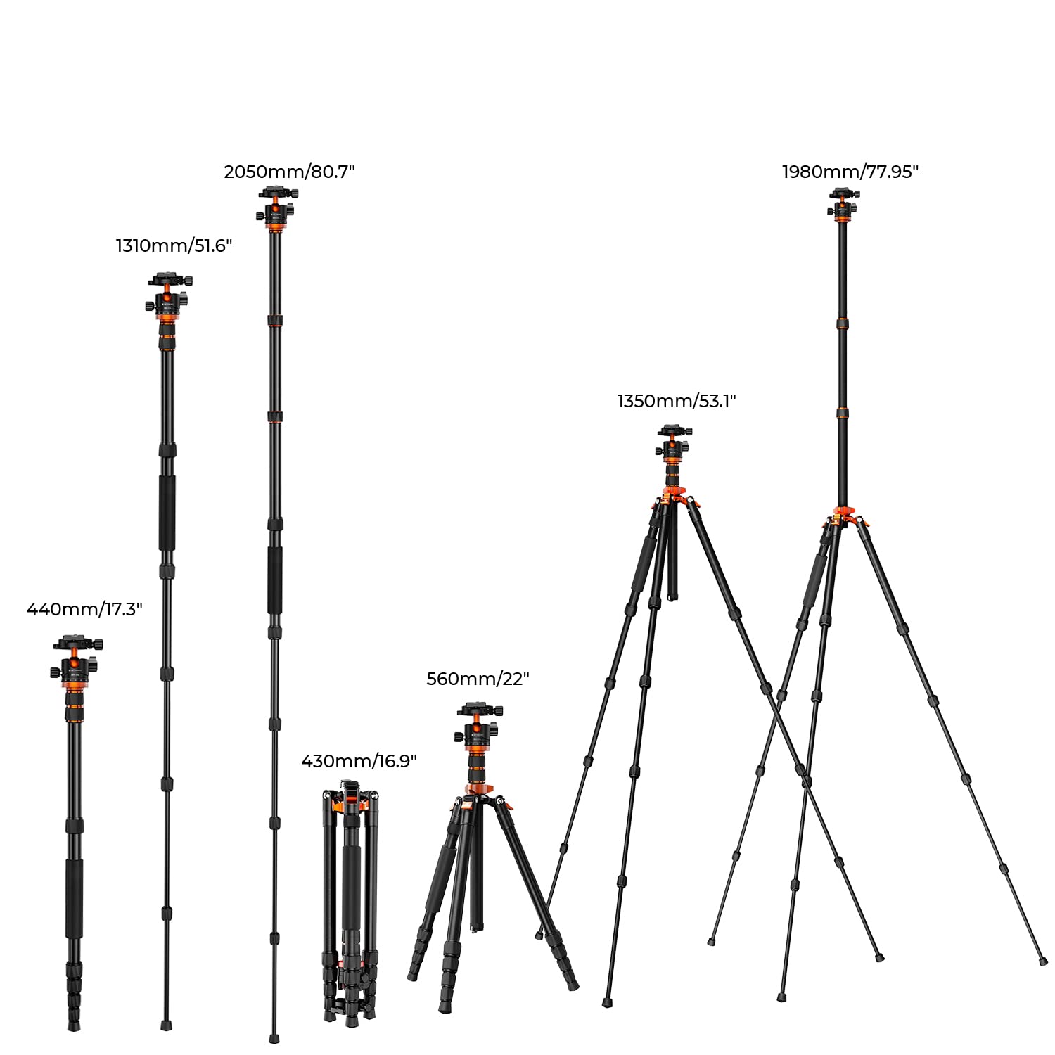 Foto 7 pulgar | Trípode para Cámara K&F Concept de 198 cm con Capacidad de Carga de 12 kg - Venta Internacional