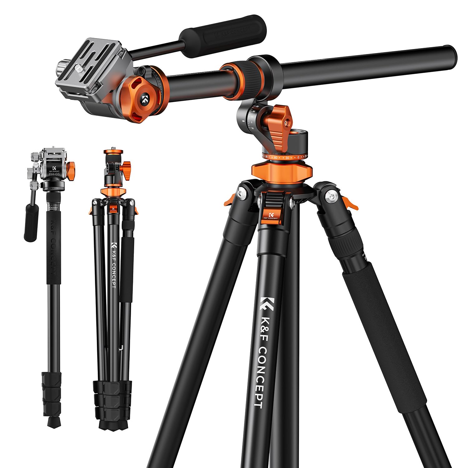 Trípode Para Cámara K&f Concept Overhead De 230 Cm Con Cabezal Fluido T254a7 - Venta Internacional.