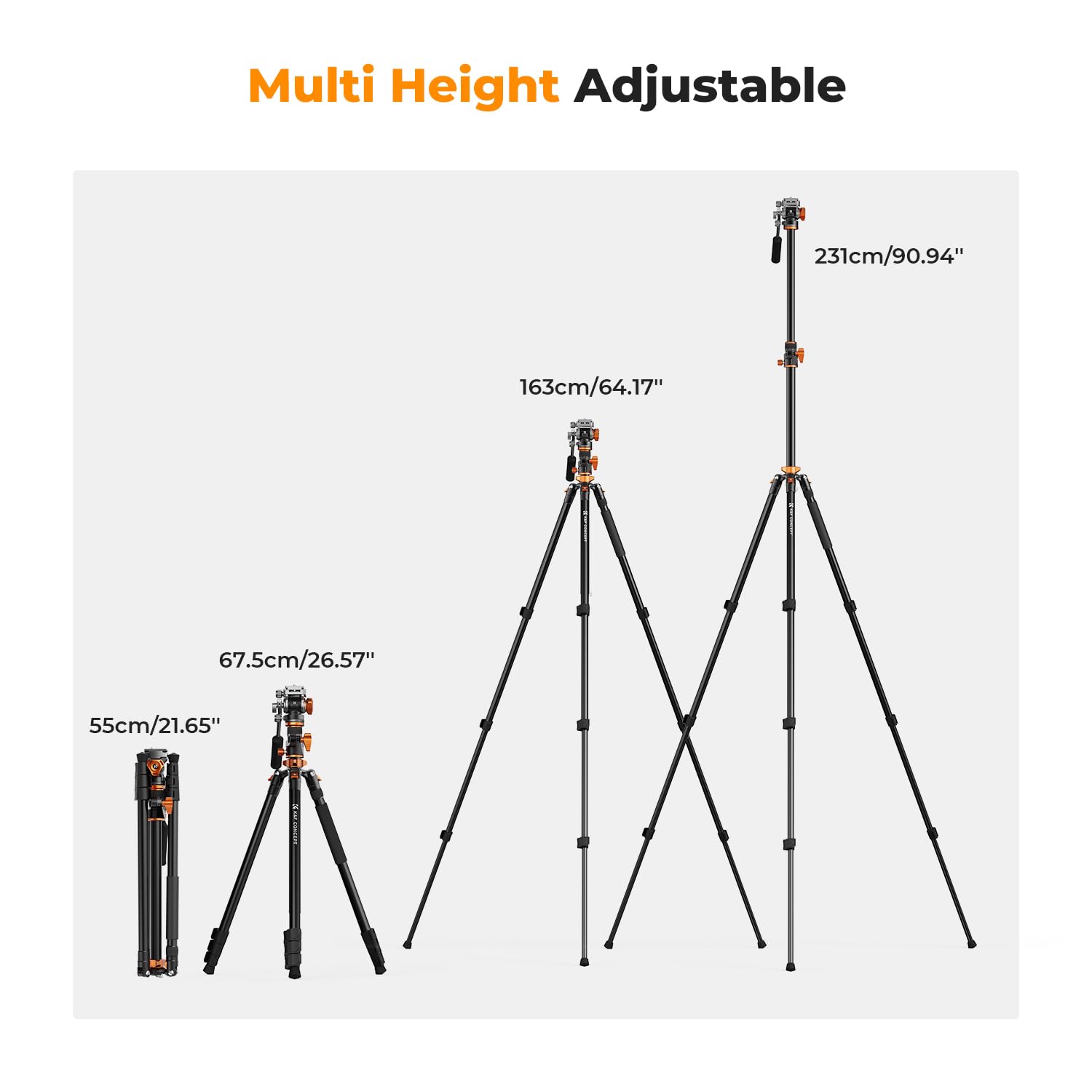 Foto 8 pulgar | Trípode Para Cámara K&f Concept Overhead De 230 Cm Con Cabezal Fluido T254a7 - Venta Internacional.