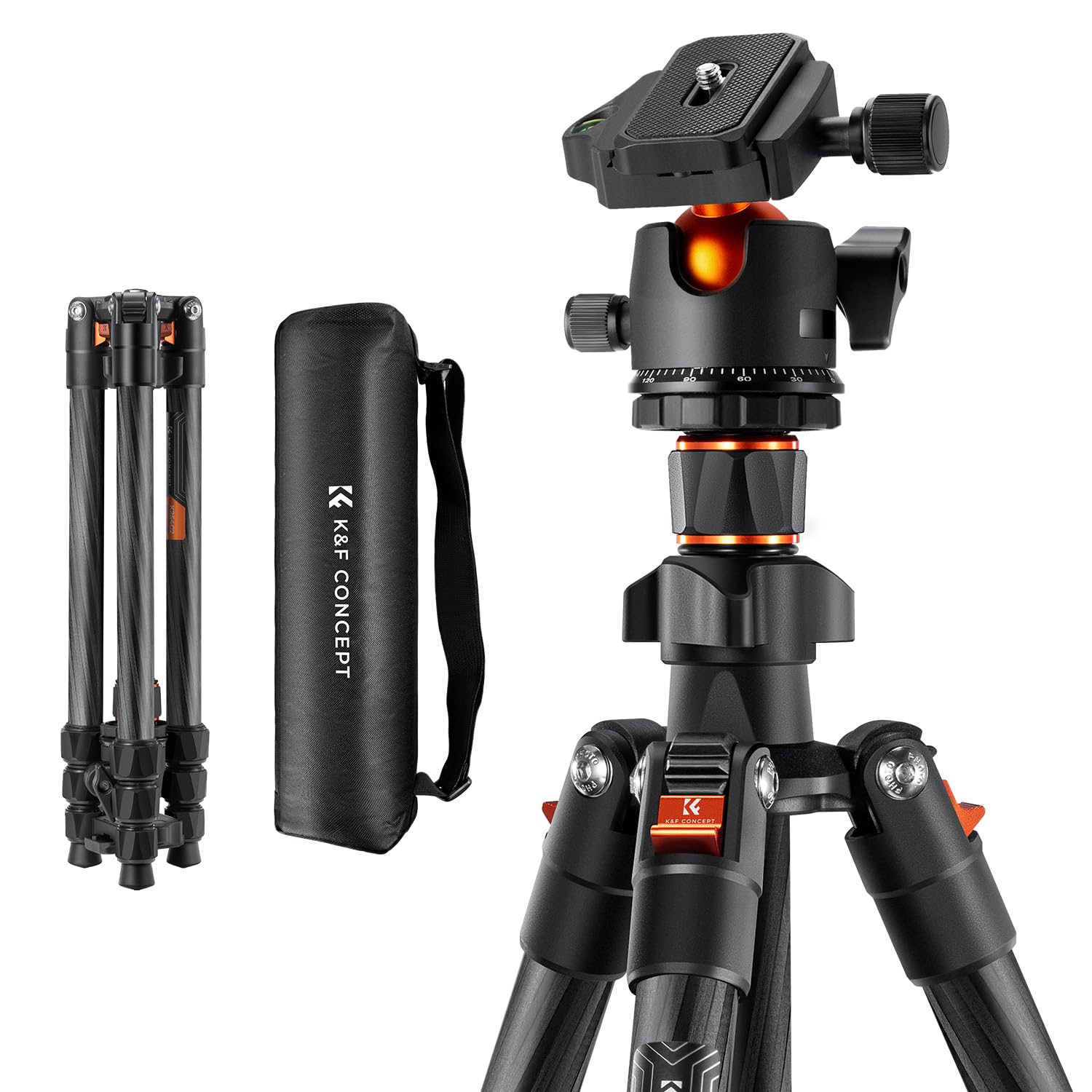 Trípode para Cámara K&f Concept Fibra de Carbono 163 cm con Cabezal Esférico - Venta Internacional