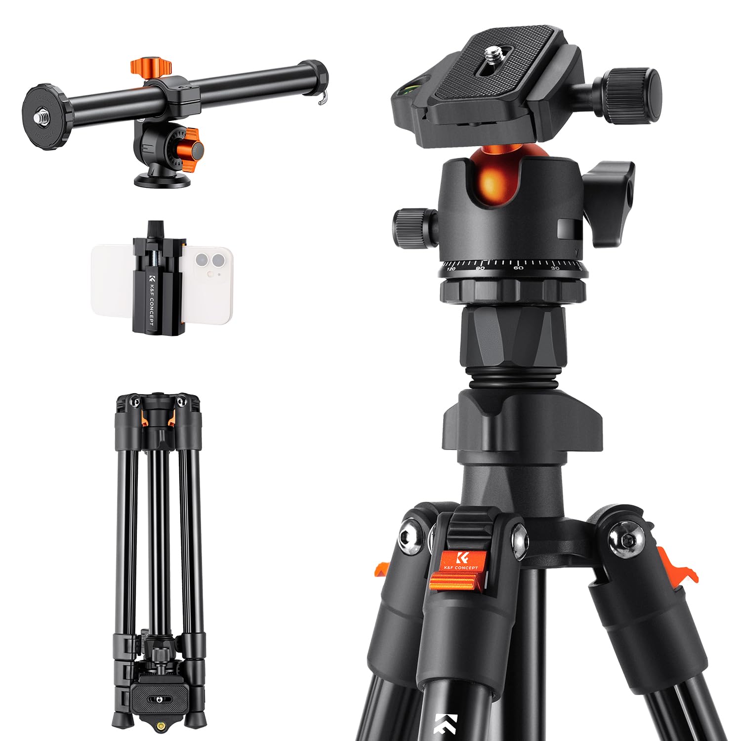 Foto 2 pulgar | Trípode Para Cámara K&f Concept De 195 Cm Con Cabezal Esférico, Carga De 8 Kg - Venta Internacional.
