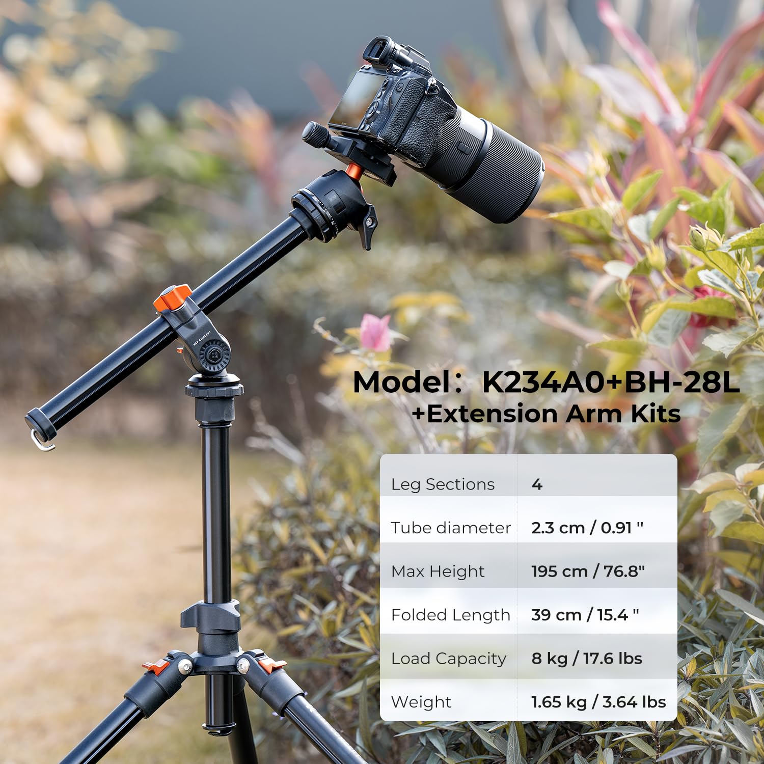 Foto 2 | Trípode Para Cámara K&f Concept De 195 Cm Con Cabezal Esférico, Carga De 8 Kg - Venta Internacional.