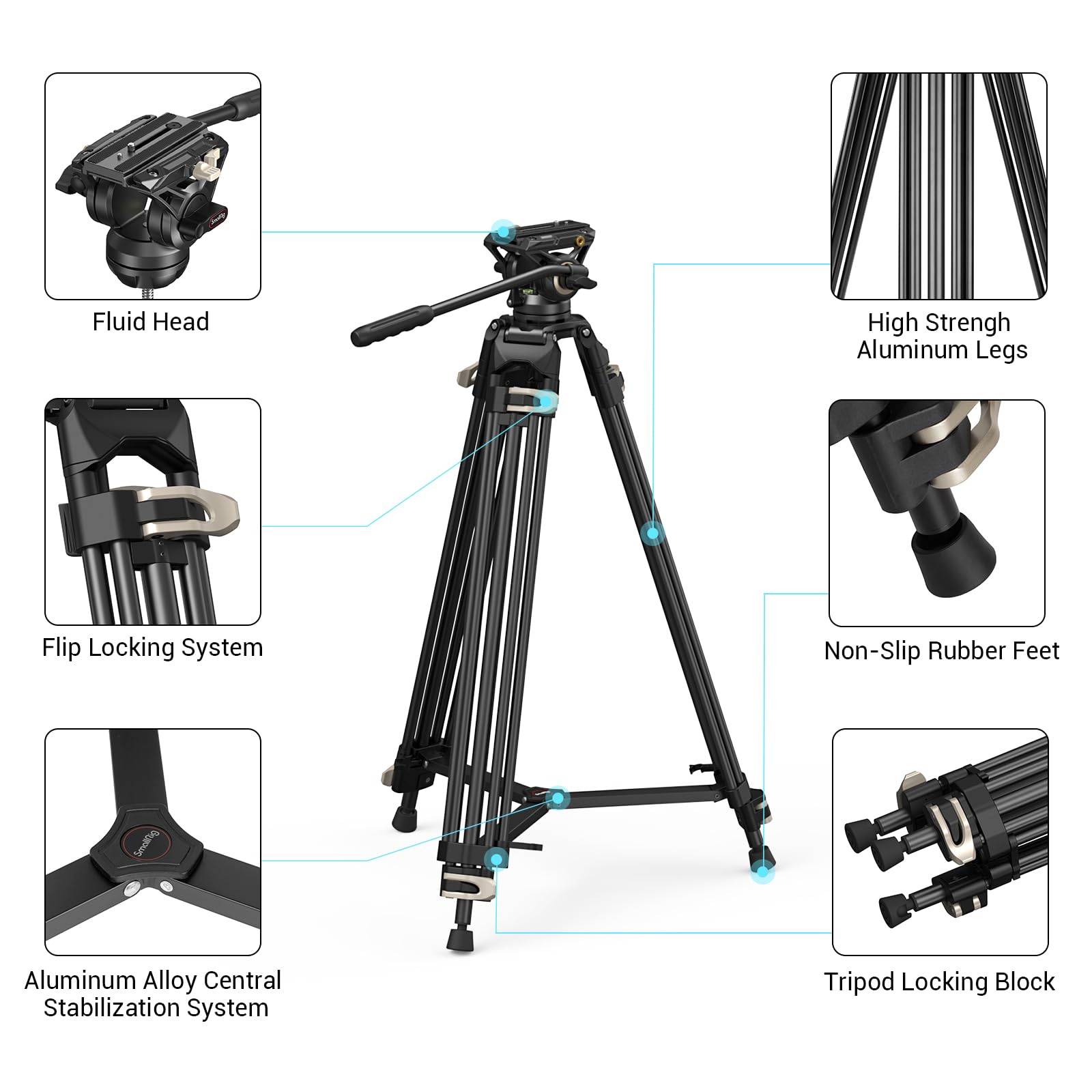 Foto 3 pulgar | Trípode De Vídeo Smallrig Ad-01 De 73 Cm Con Cabezal Fluido Para Réflex - Venta Internacional.